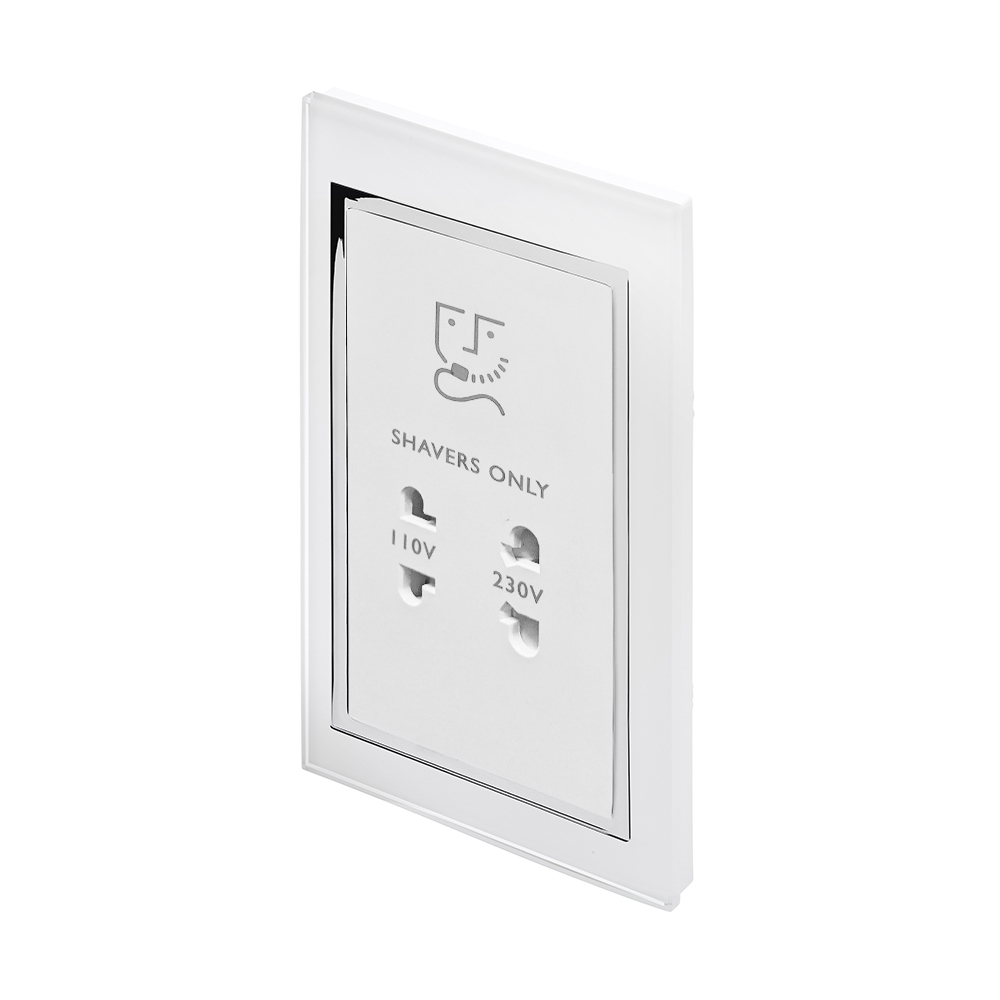 Crystal CT Shaver Socket White RetroTouch Designer Light Switches